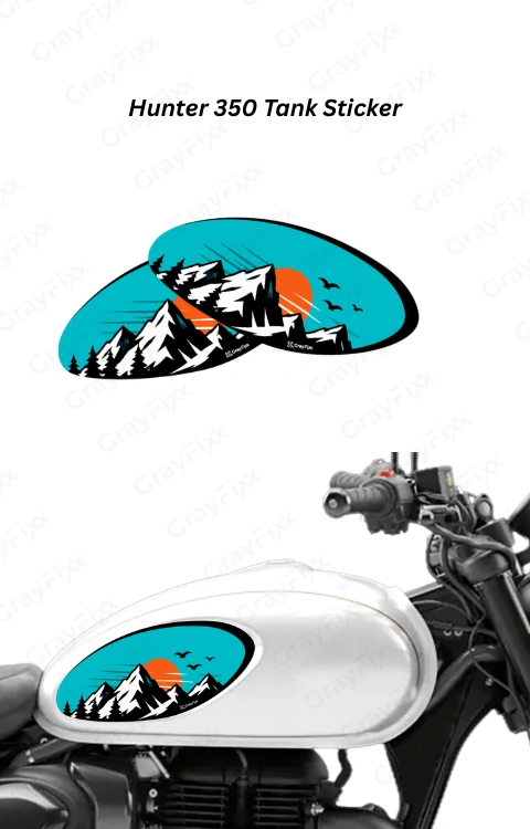 Tank Side Sticker Compatible with Hunter 350 | Made in Premium Gloss Vinyl with FPF (Fade Protection Film), Precut Sticker, Waterproof, Pack of 1